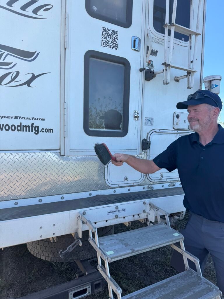 The daily wipe down to get the road dust off