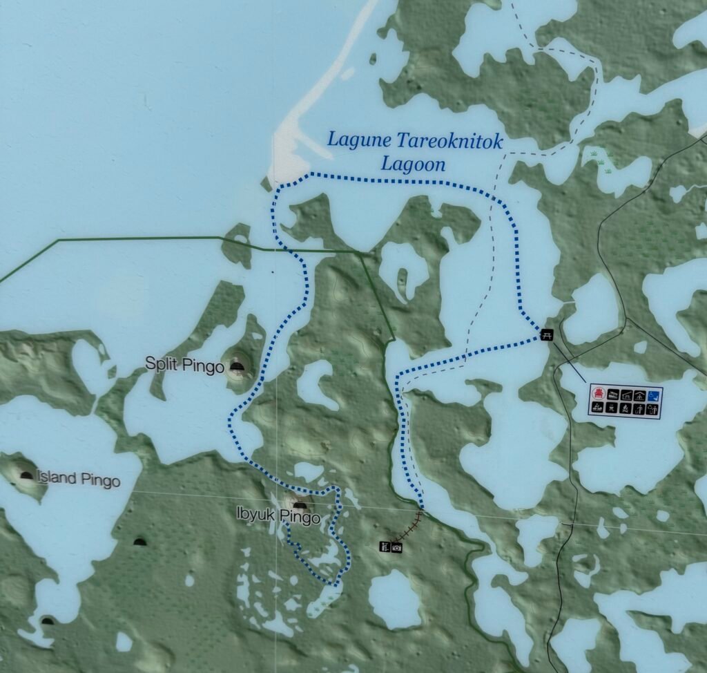 Paddle board trail map to the Pingos